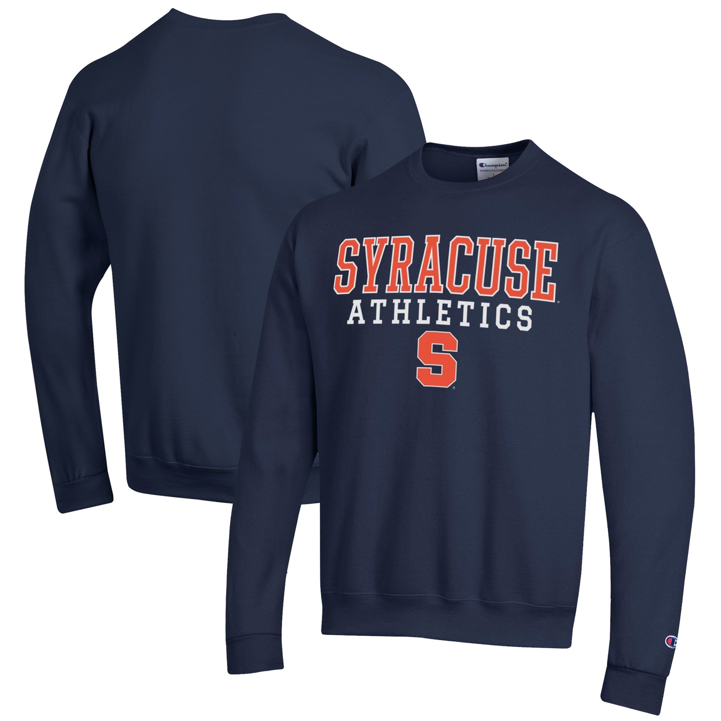 Men's Champion  Navy Syracuse Orange Athletics Logo Stack Pullover Sweatshirt