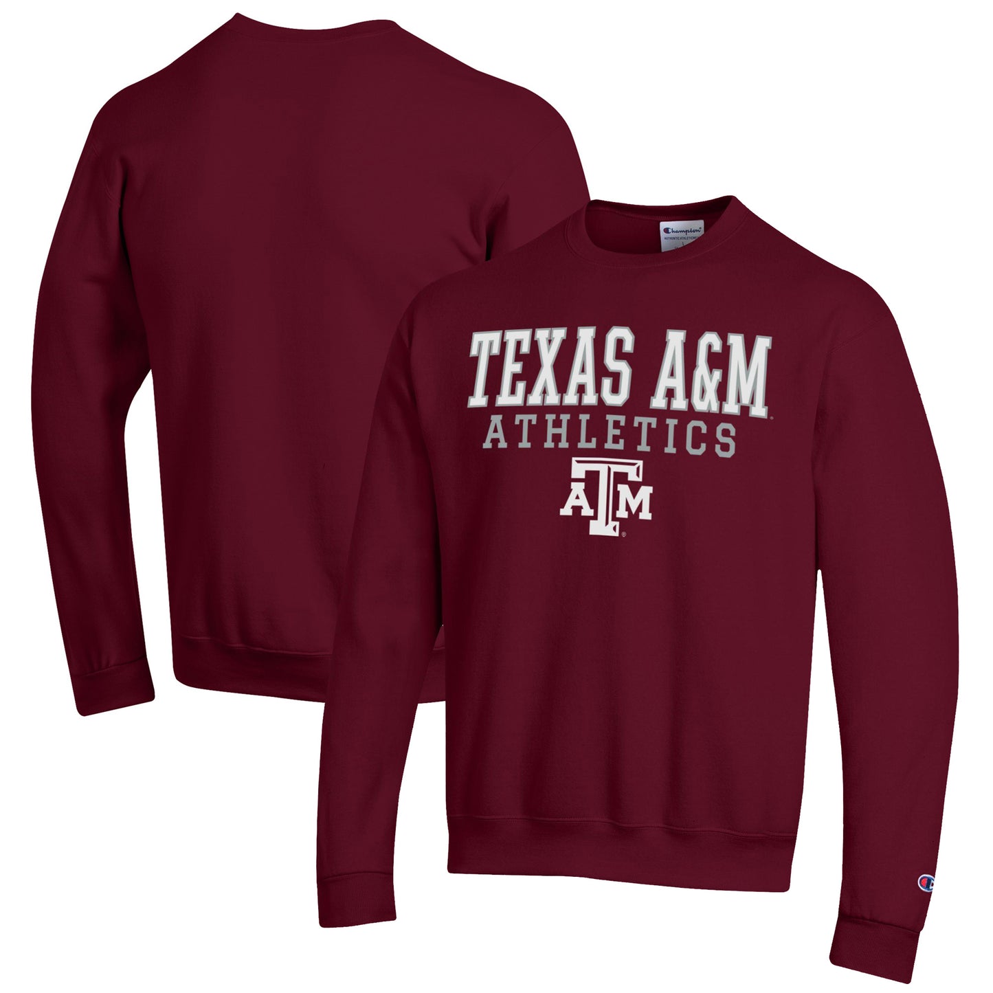 Men's Champion  Maroon Texas A&M Aggies Athletics Logo Stack Pullover Sweatshirt