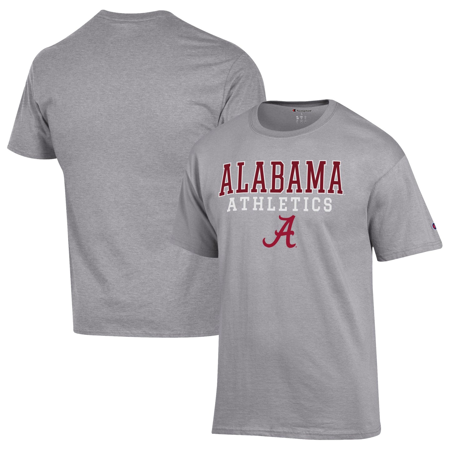 Men's Champion  Gray Alabama Crimson Tide Athletics Logo Stack T-Shirt