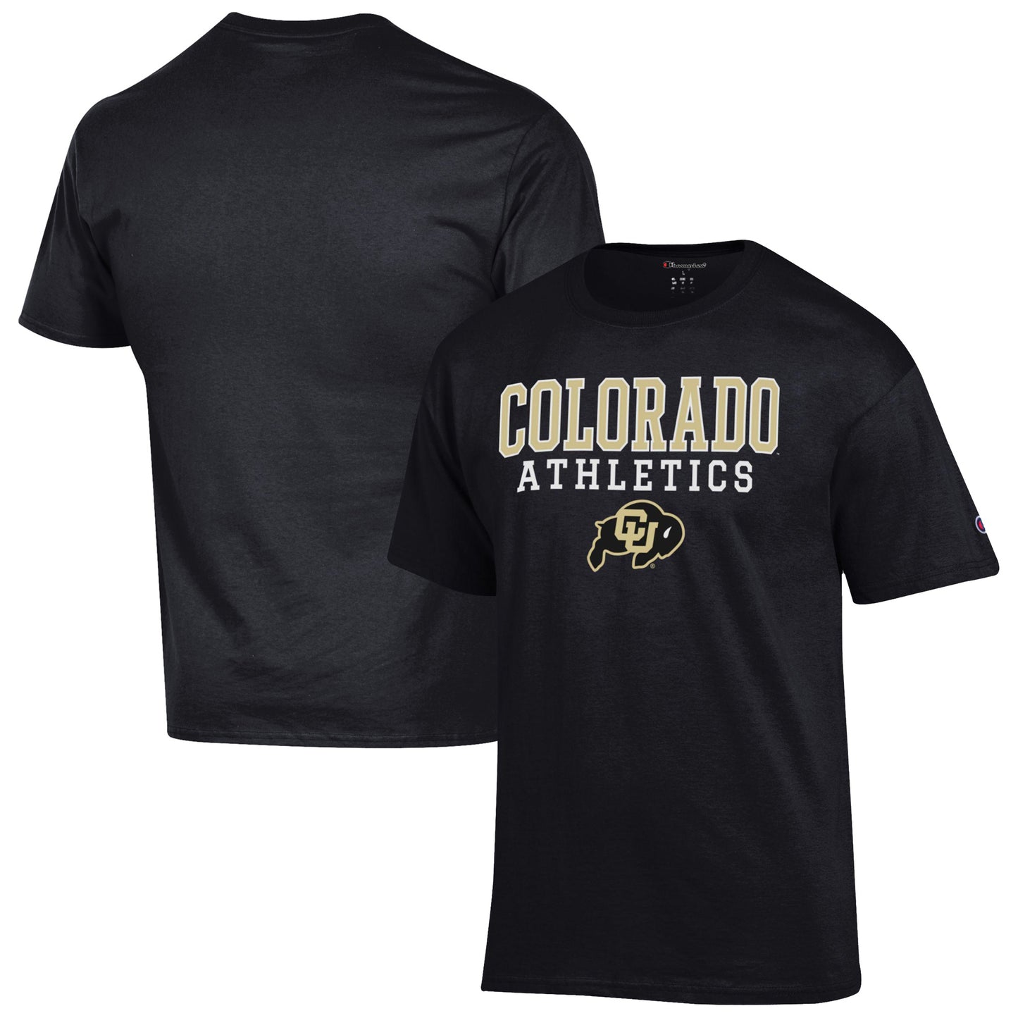 Men's Champion  Black Colorado Buffaloes Athletics Logo Stack T-Shirt