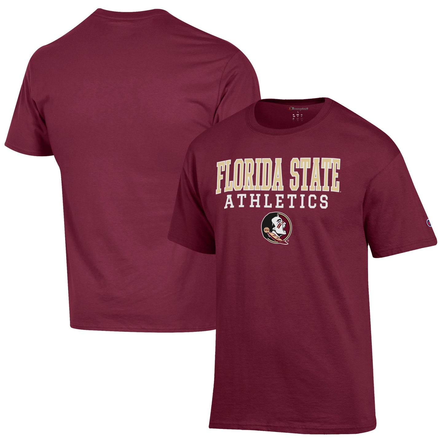 Men's Champion  Garnet Florida State Seminoles Athletics Logo Stack T-Shirt
