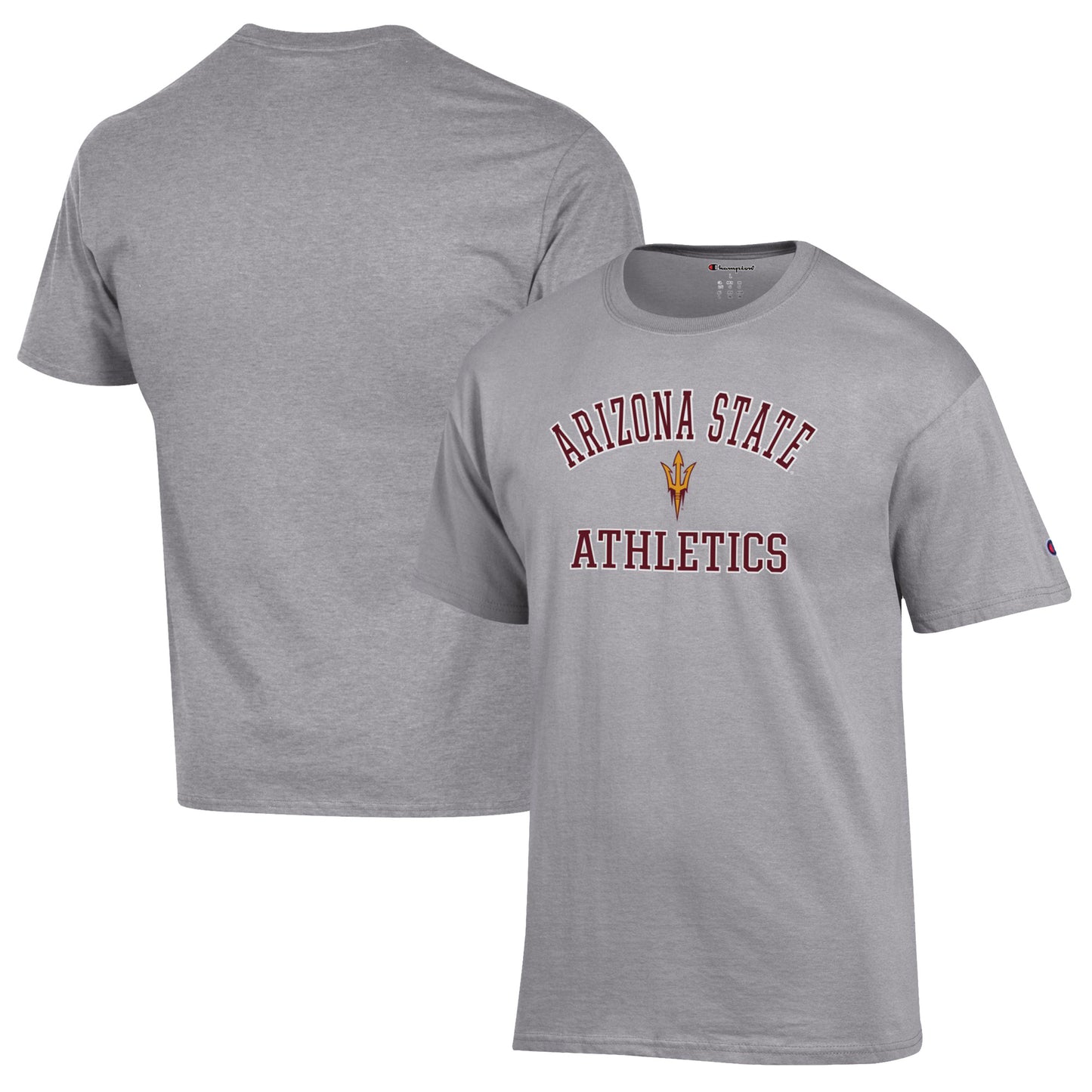 Men's Champion  Gray Arizona State Sun Devils Athletics Logo T-Shirt