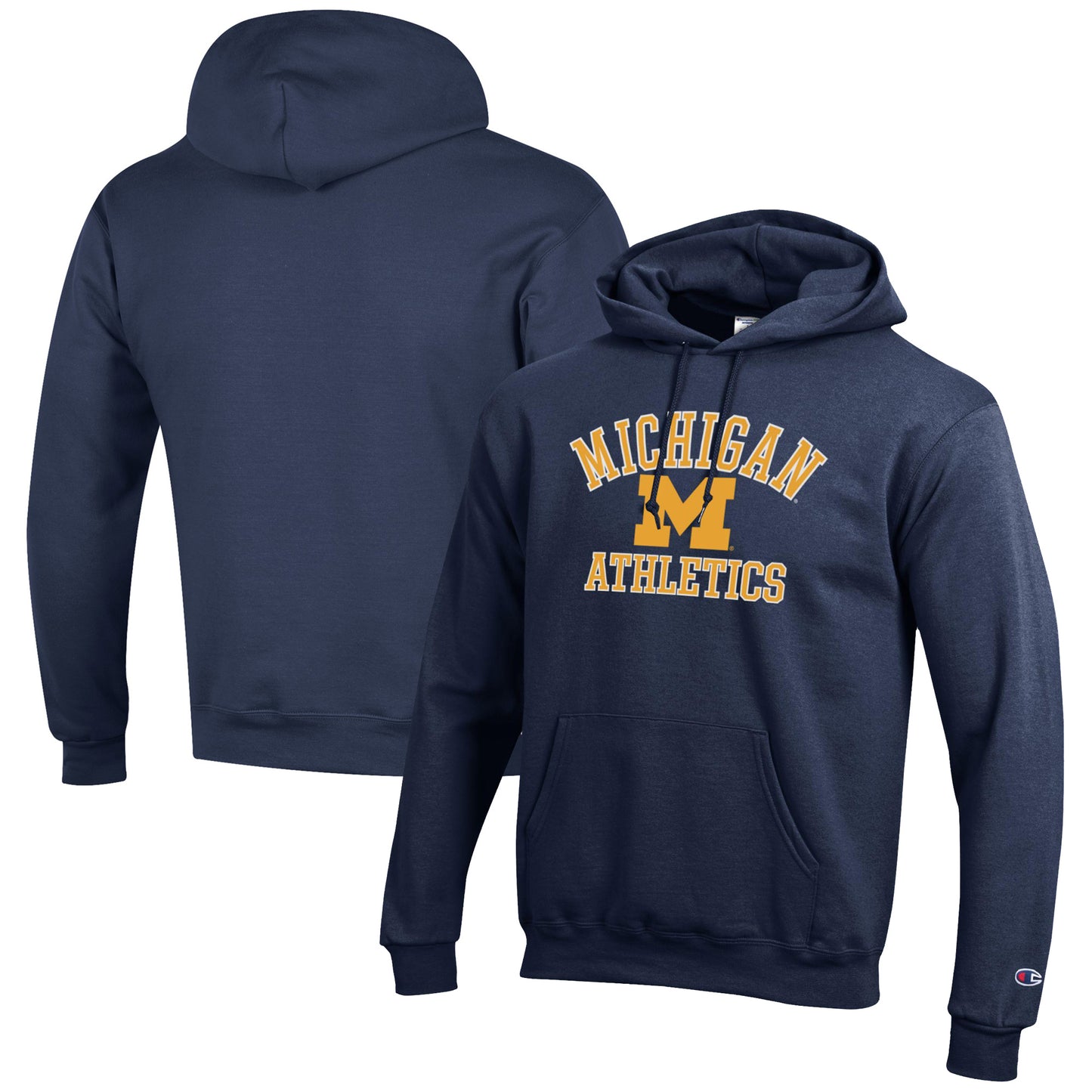 Men's Champion  Navy Michigan Wolverines Athletics Logo Pullover Hoodie