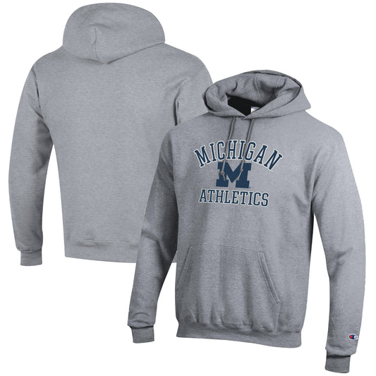 Men's Champion  Gray Michigan Wolverines Athletics Logo Pullover Hoodie