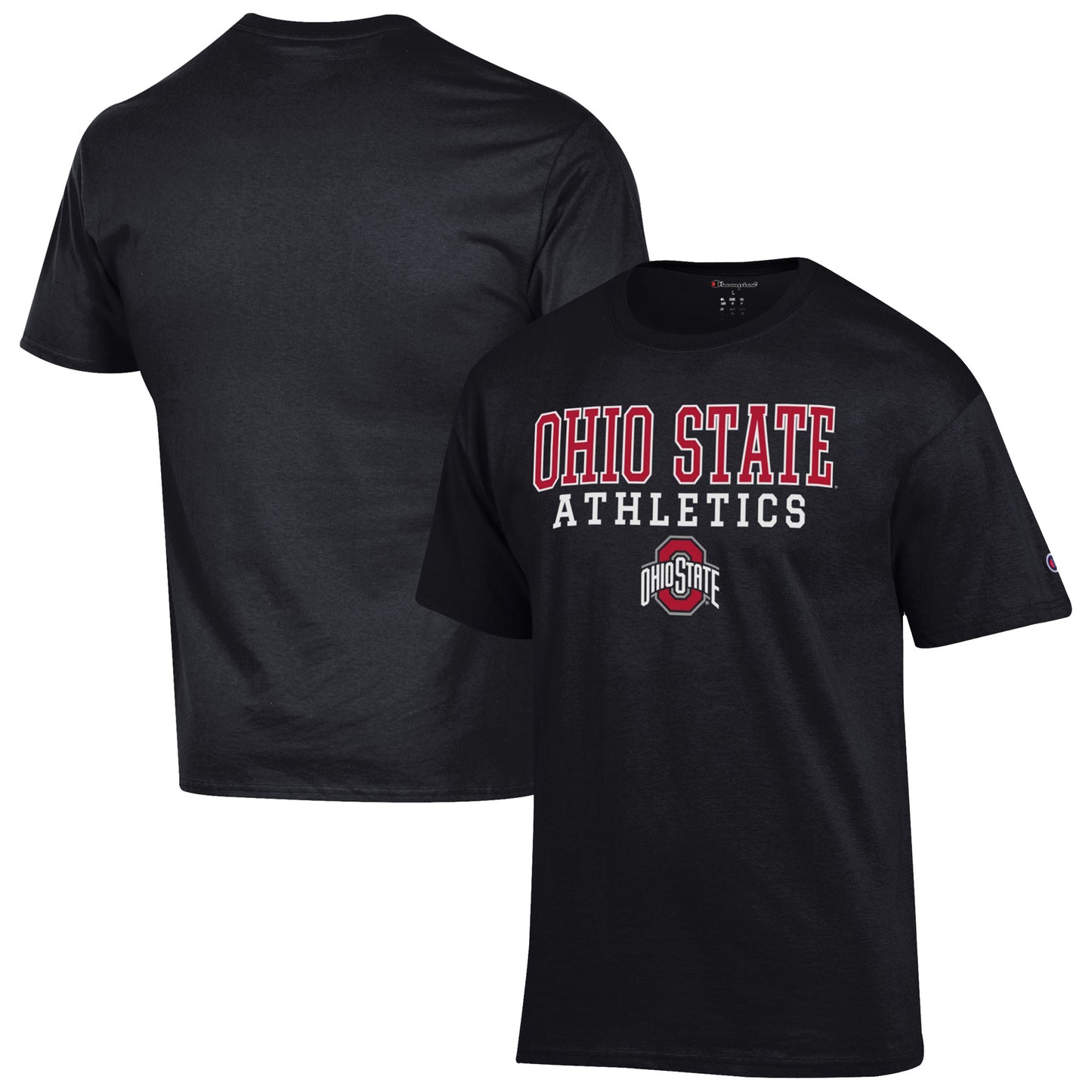 Men's Champion  Black Ohio State Buckeyes Athletics Logo Stack T-Shirt