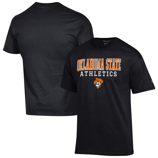 Men's Champion  Black Oklahoma State Cowboys Athletics Logo Stack T-Shirt