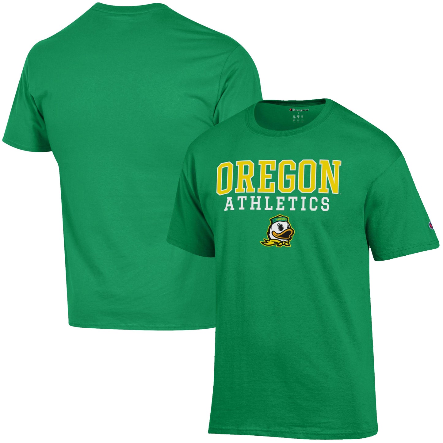 Men's Champion  Green Oregon Ducks Athletics Logo Stack T-Shirt