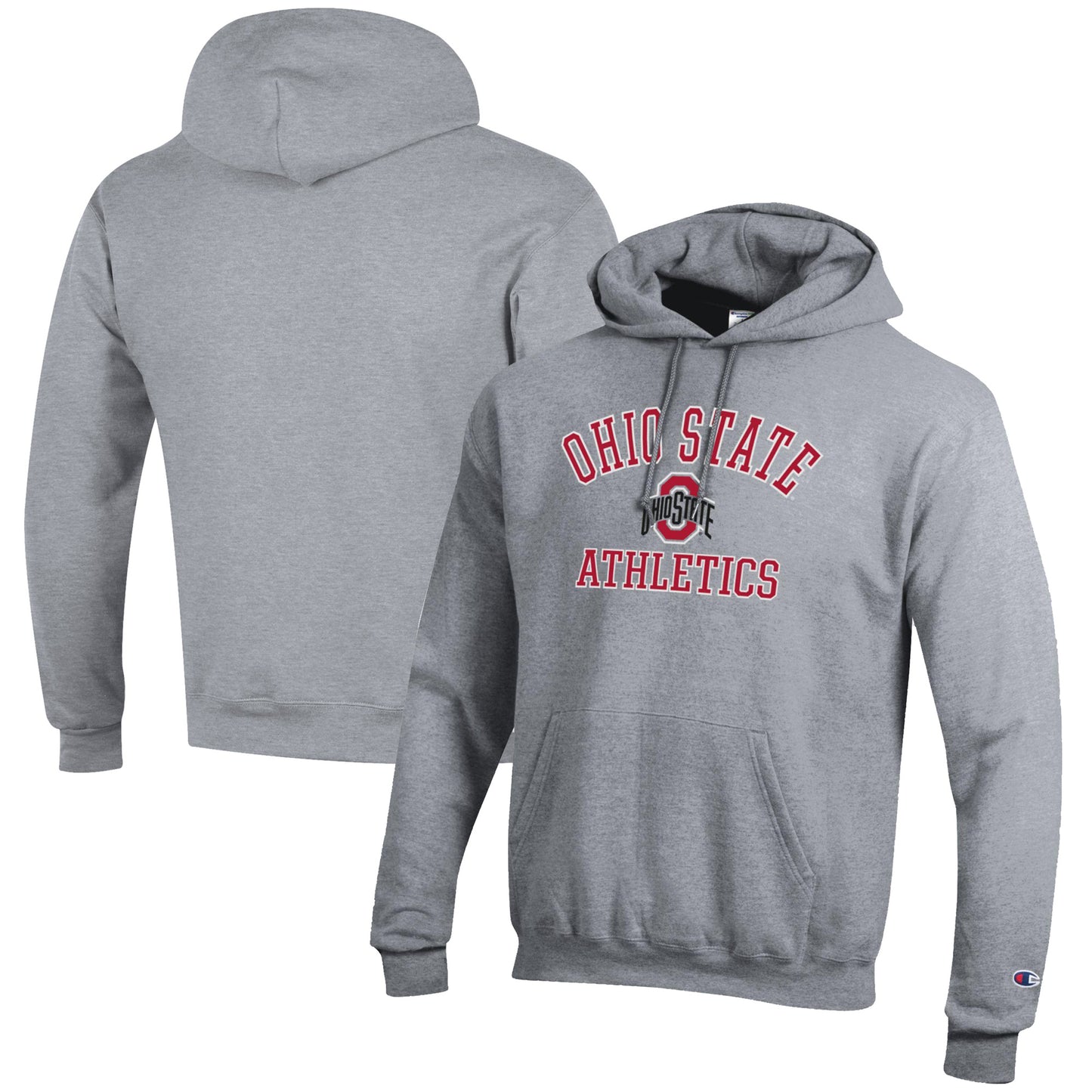 Men's Champion  Gray Ohio State Buckeyes Athletics Logo Pullover Hoodie