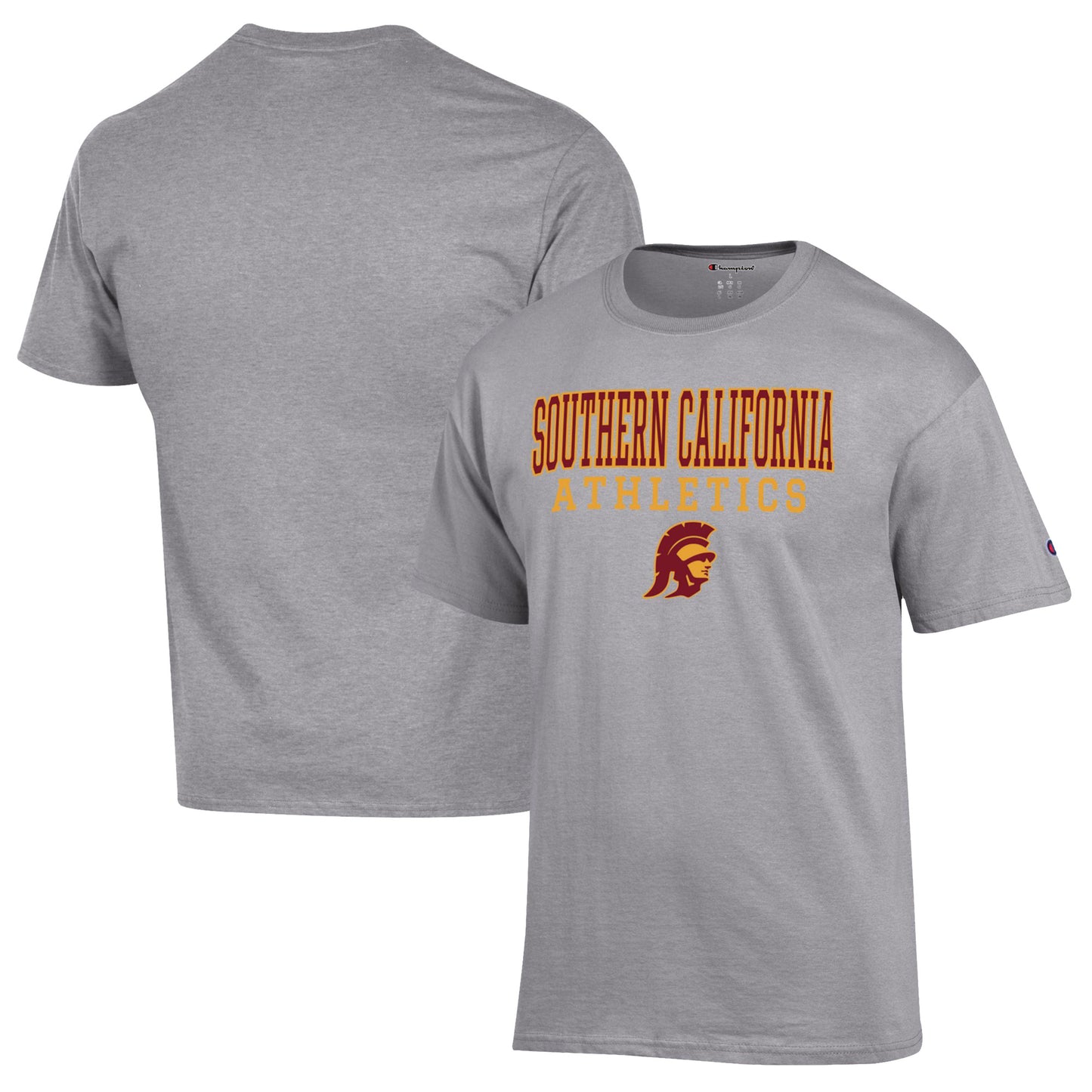 Men's Champion  Gray USC Trojans Athletics Logo Stack T-Shirt