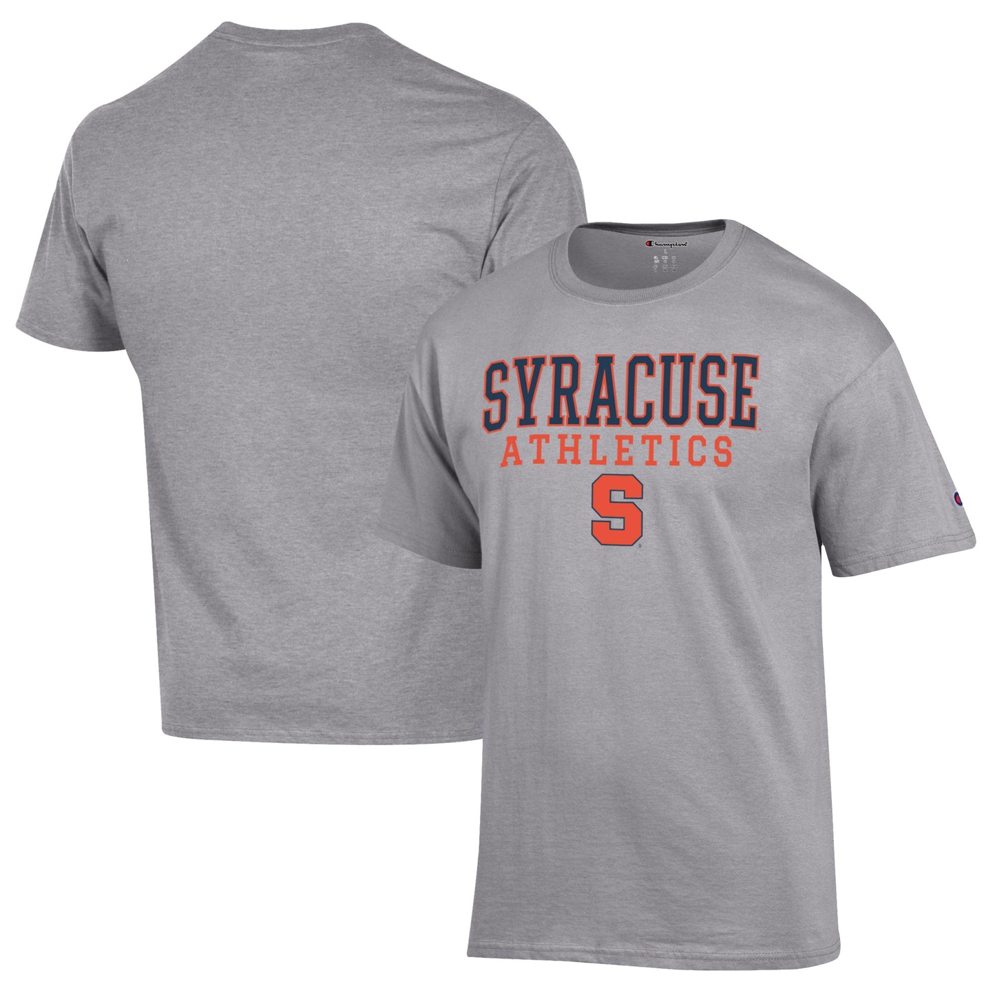 Men's Champion  Gray Syracuse Orange Athletics Logo Stack T-Shirt