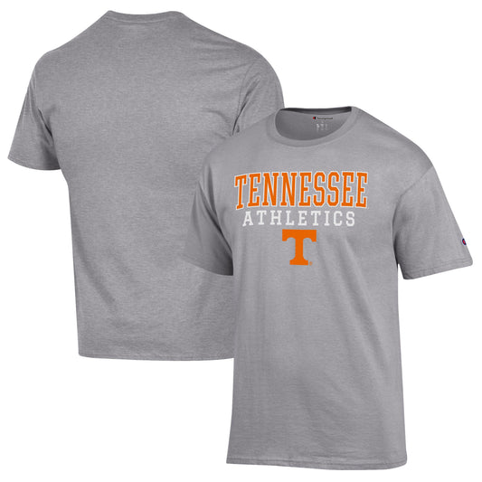 Men's Champion  Heather Gray Tennessee Volunteers Athletics Logo Stack T-Shirt