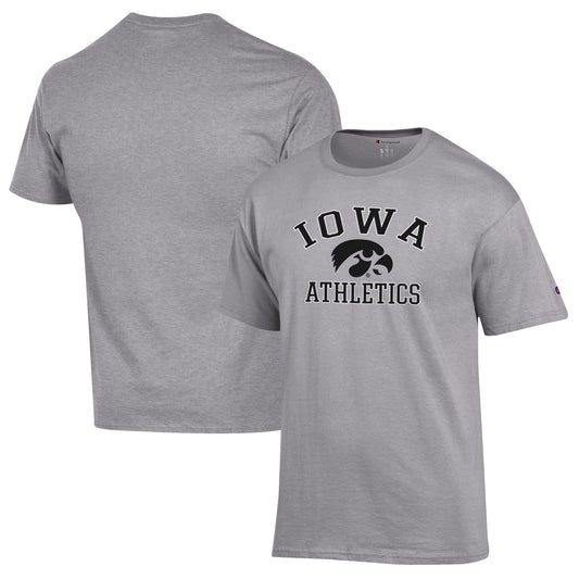 Men's Champion  Gray Iowa Hawkeyes Athletics Logo T-Shirt