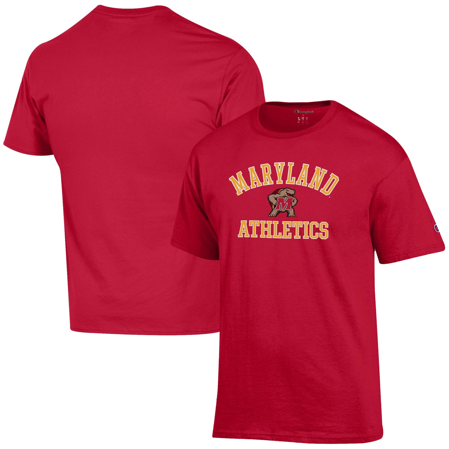 Men's Champion  Red Maryland Terrapins Athletics Logo T-Shirt