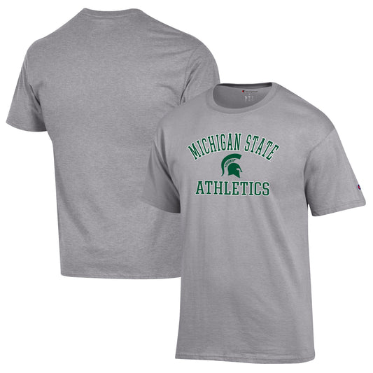 Men's Champion  Gray Michigan State Spartans Athletics Logo T-Shirt