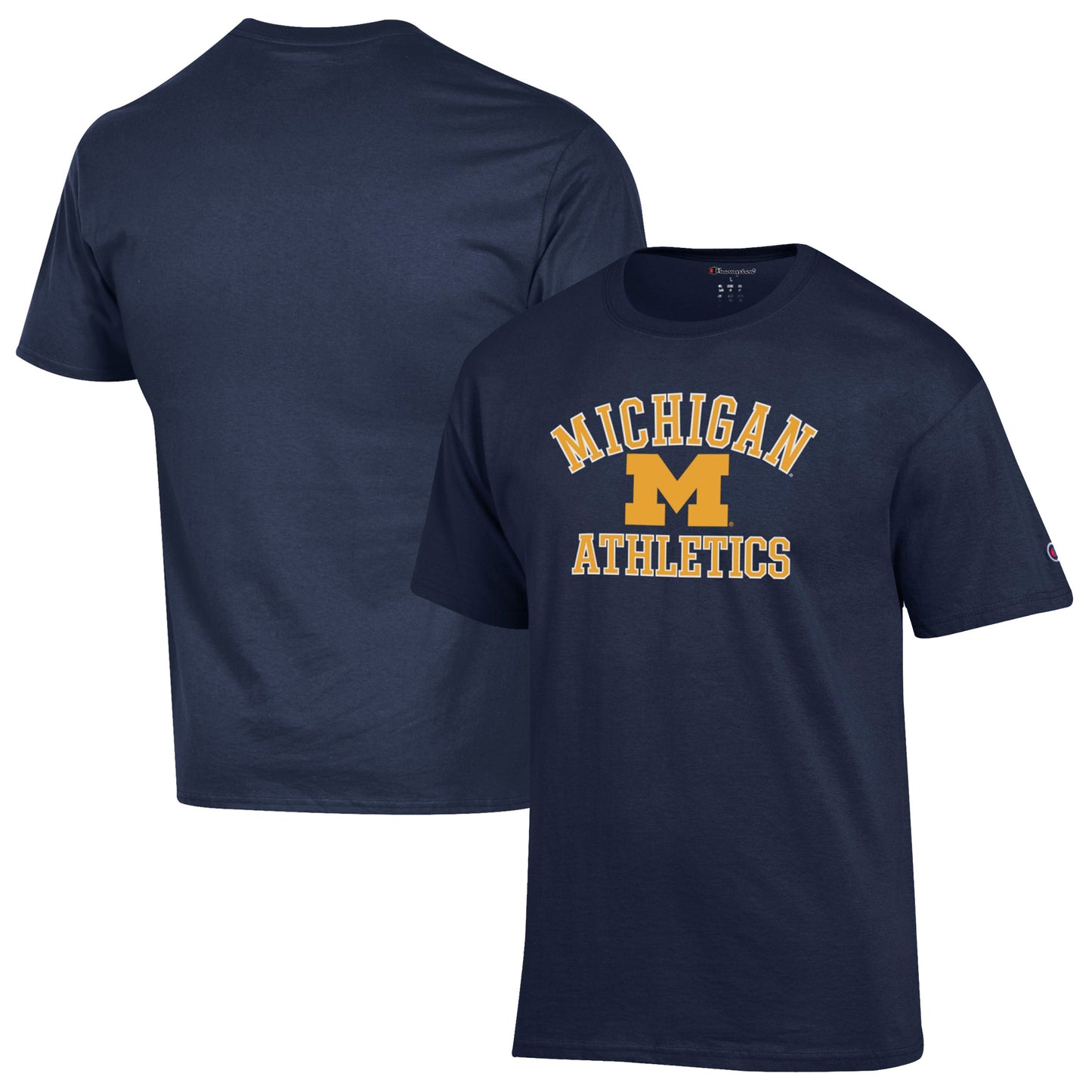 Men's Champion  Navy Michigan Wolverines Athletics Logo T-Shirt