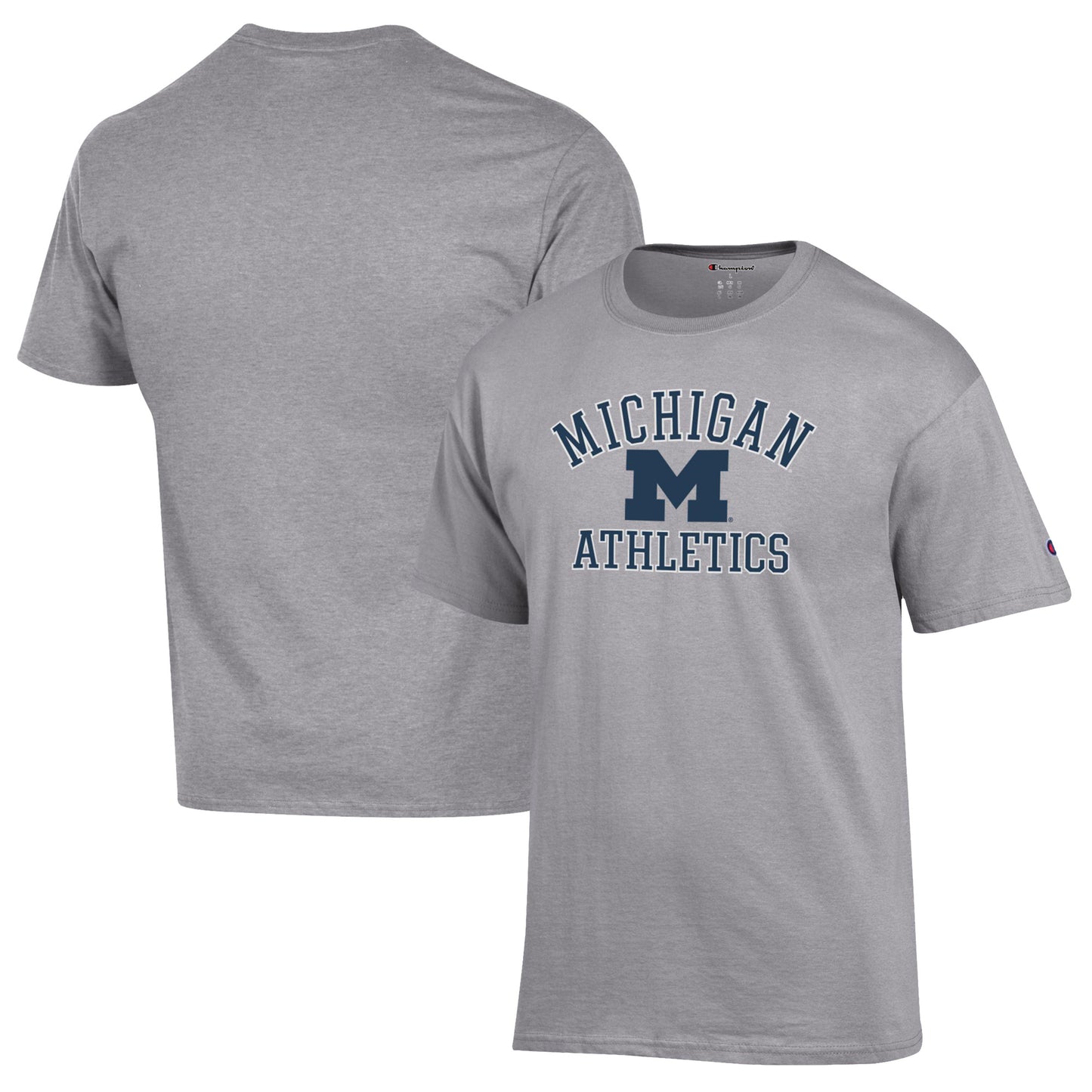 Men's Champion  Gray Michigan Wolverines Athletics Logo T-Shirt