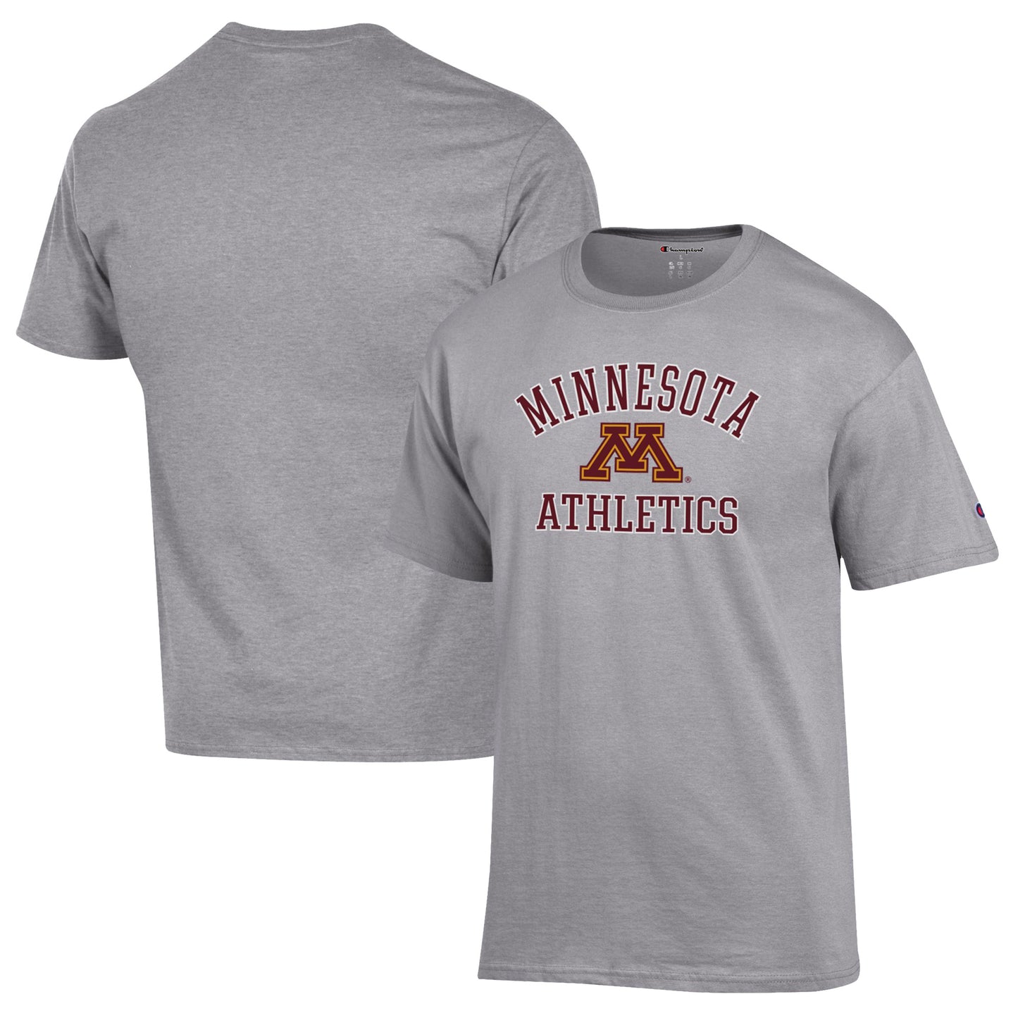 Men's Champion  Gray Minnesota Golden Gophers Athletics Logo T-Shirt