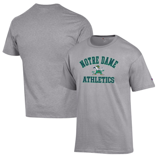 Men's Champion  Gray Notre Dame Fighting Irish Athletics Logo T-Shirt