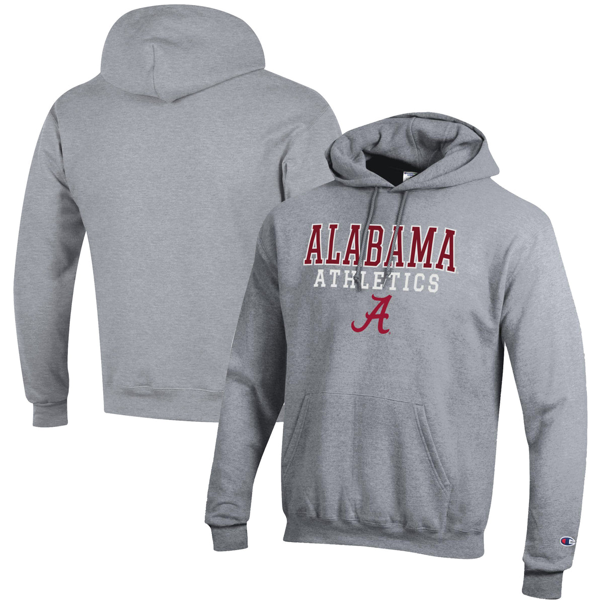 Men's Champion  Gray Alabama Crimson Tide Athletics Logo Stack Pullover Hoodie
