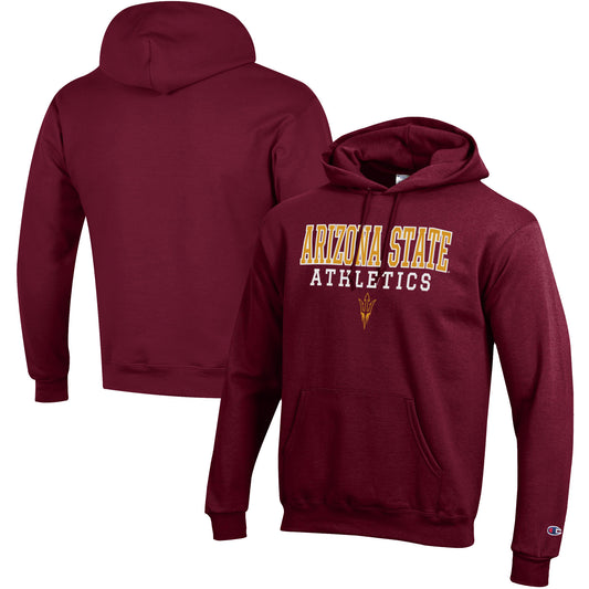 Men's Champion  Maroon Arizona State Sun Devils Athletics Logo Stack Pullover Hoodie