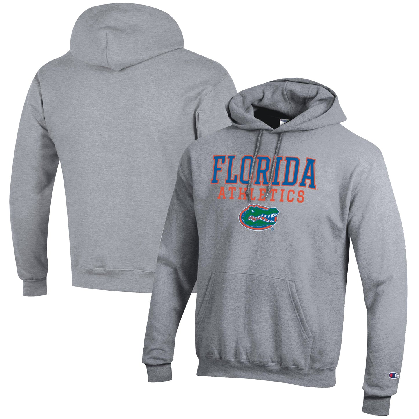 Men's Champion  Gray Florida Gators Athletics Logo Stack Pullover Hoodie