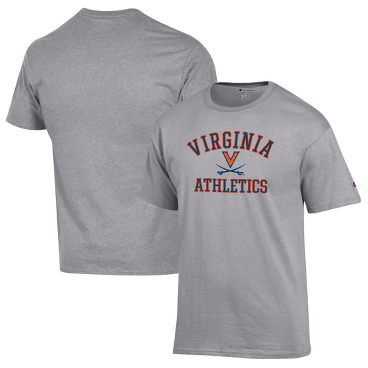 Men's Champion  Gray Virginia Cavaliers Athletics Logo T-Shirt