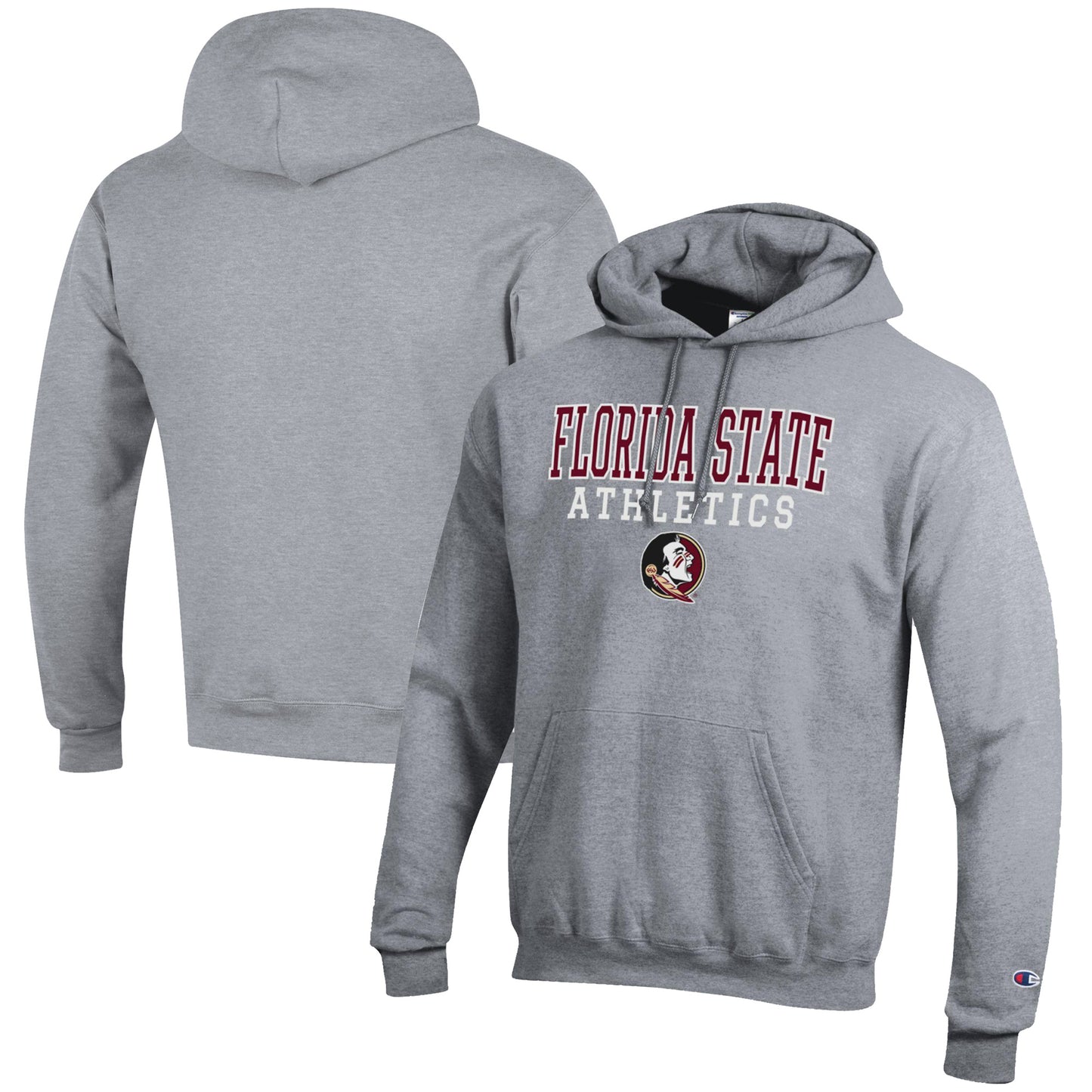 Men's Champion  Gray Florida State Seminoles Athletics Logo Stack Pullover Hoodie