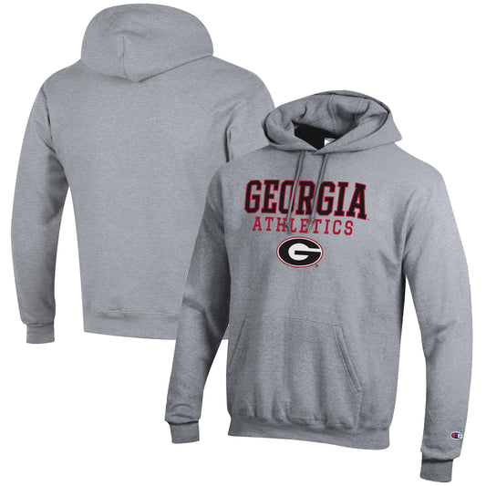 Men's Champion  Gray Georgia Bulldogs Athletics Logo Stack Pullover Hoodie
