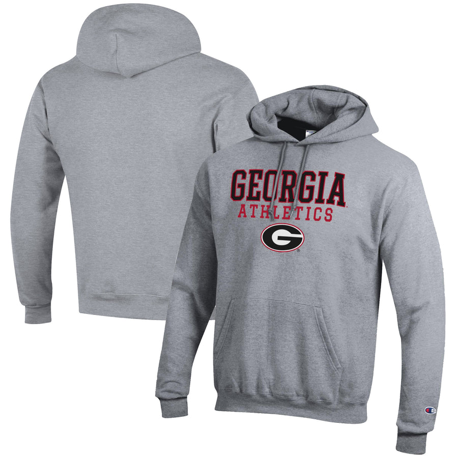 Men's Champion  Gray Georgia Bulldogs Athletics Logo Stack Pullover Hoodie