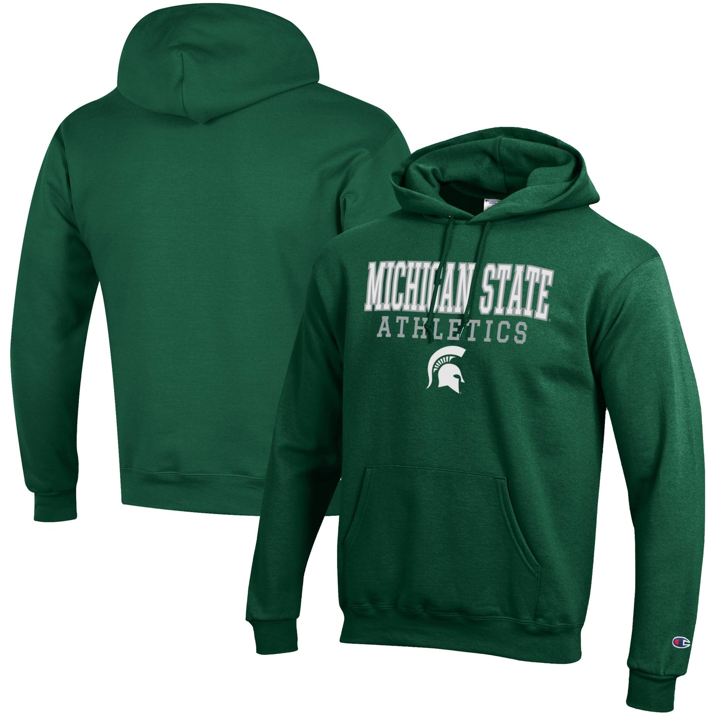 Men's Champion  Green Michigan State Spartans Athletics Logo Stack Pullover Hoodie