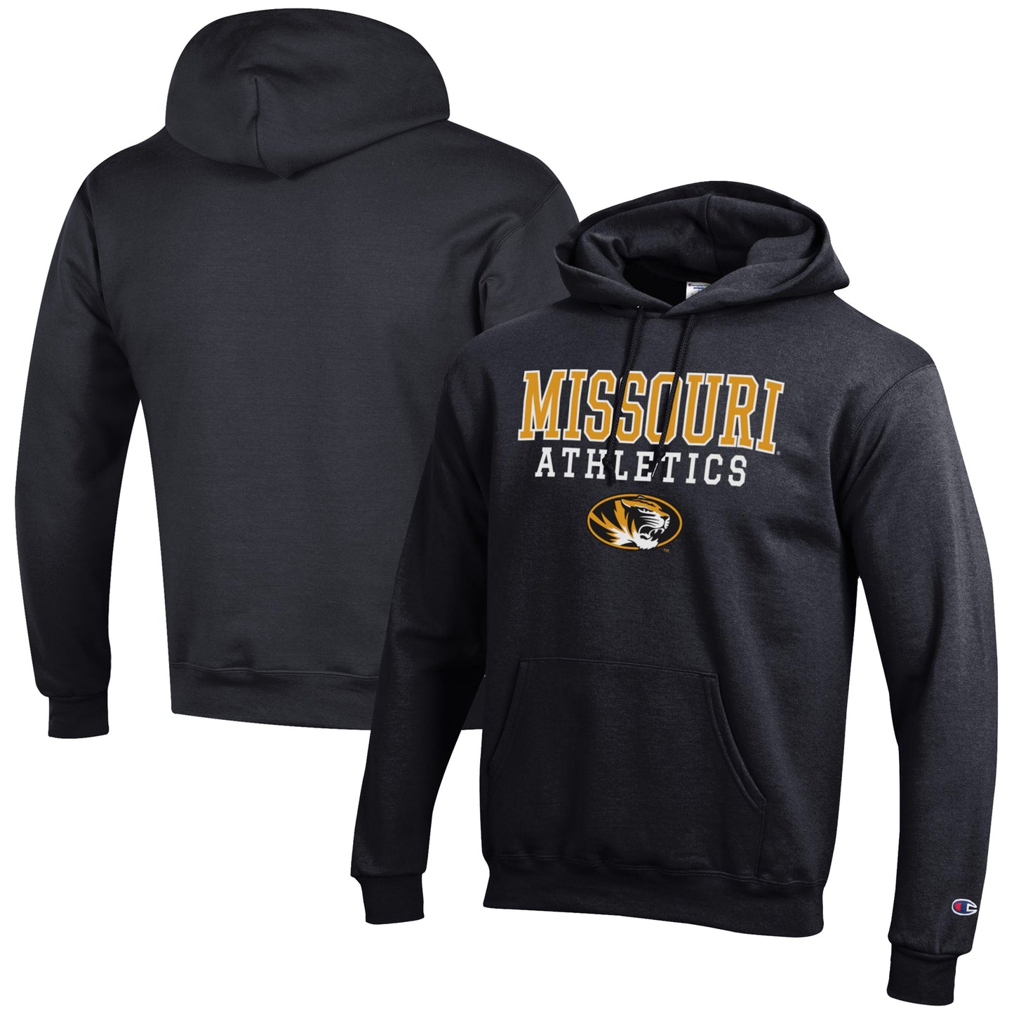 Men's Champion  Black Missouri Tigers Athletics Logo Stack Pullover Hoodie