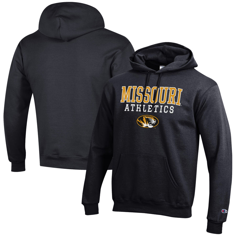Men's Champion  Black Missouri Tigers Athletics Logo Stack Pullover Hoodie