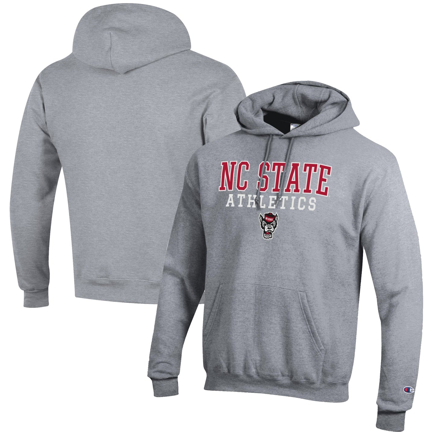 Men's Champion  Gray NC State Wolfpack Athletics Logo Stack Pullover Hoodie