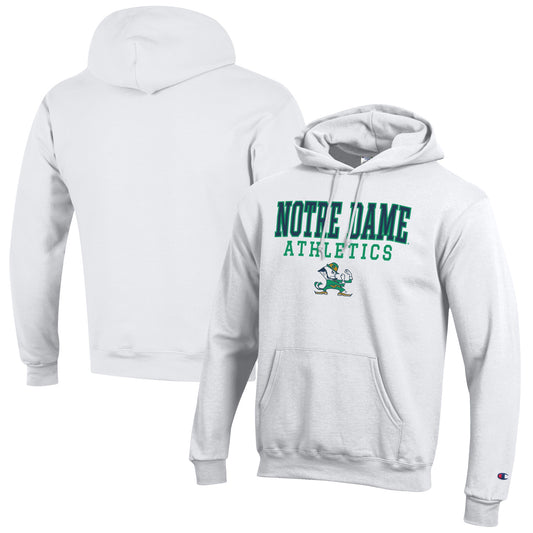 Men's Champion  White Notre Dame Fighting Irish Athletics Logo Stack Pullover Hoodie