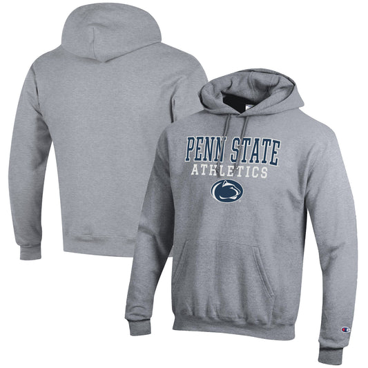 Men's Champion  Gray Penn State Nittany Lions Athletics Logo Stack Pullover Hoodie