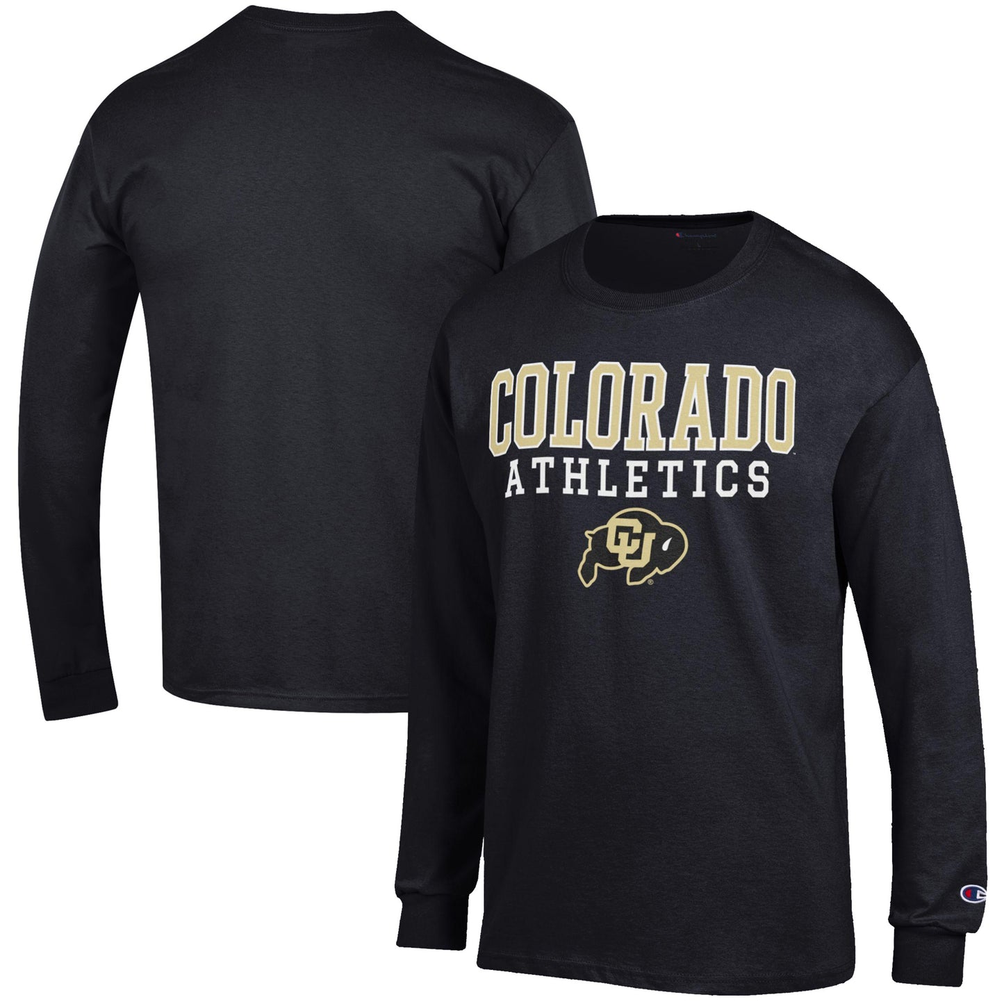 Men's Champion  Black Colorado Buffaloes Athletics Logo Stack Long Sleeve T-Shirt