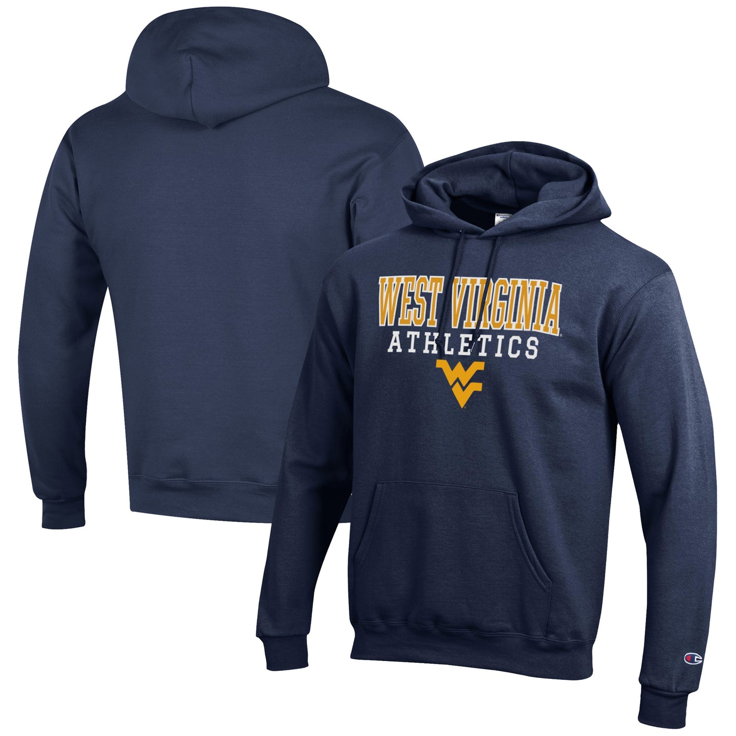 Men's Champion  Navy West Virginia Mountaineers Athletics Logo Stack Pullover Hoodie