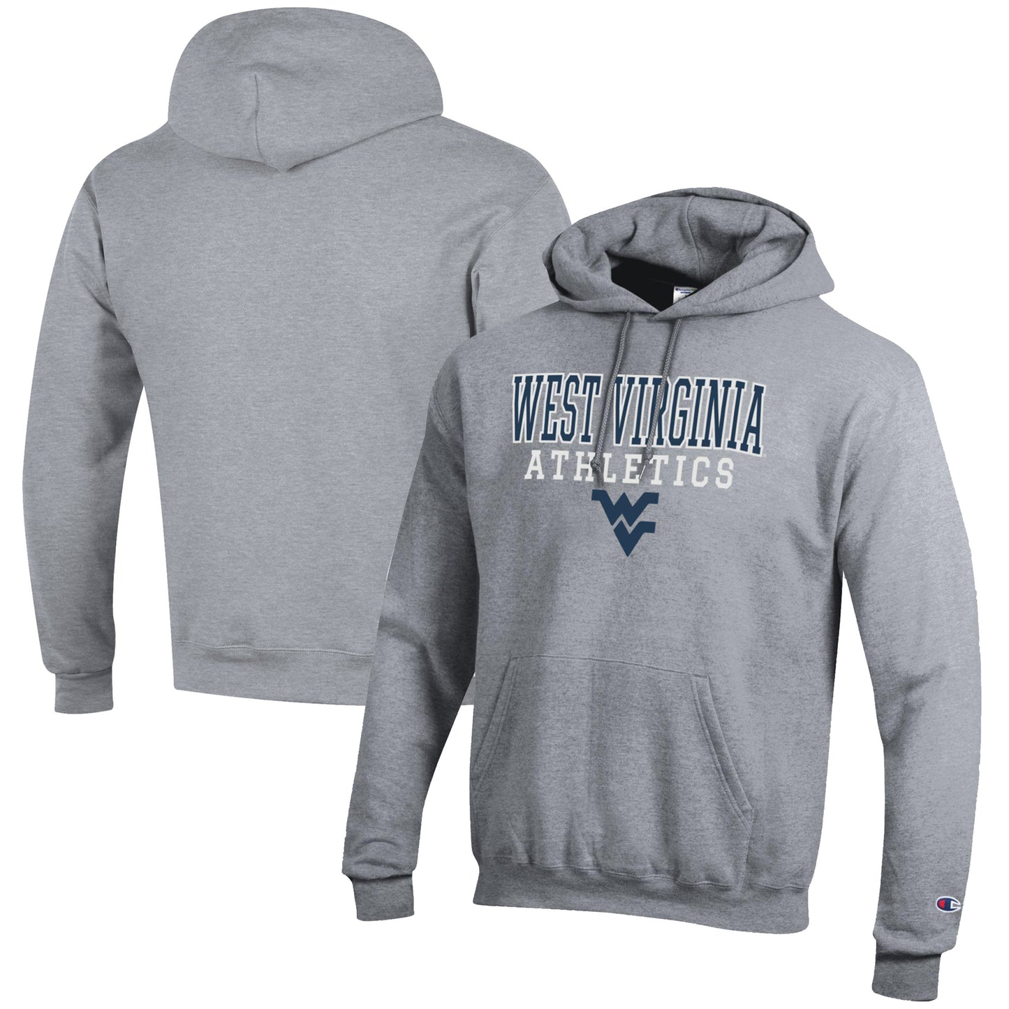 Men's Champion  Gray West Virginia Mountaineers Athletics Logo Stack Pullover Hoodie