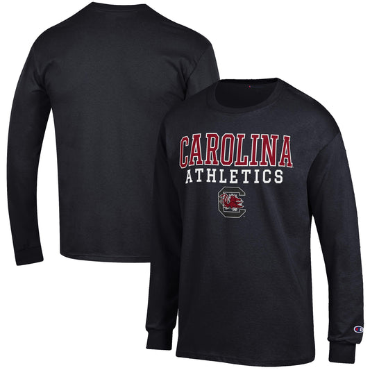 Men's Champion  Black South Carolina Gamecocks Athletics Logo Stack Long Sleeve T-Shirt