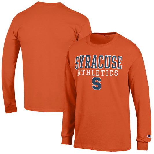 Men's Champion  Orange Syracuse Orange Athletics Logo Stack Long Sleeve T-Shirt