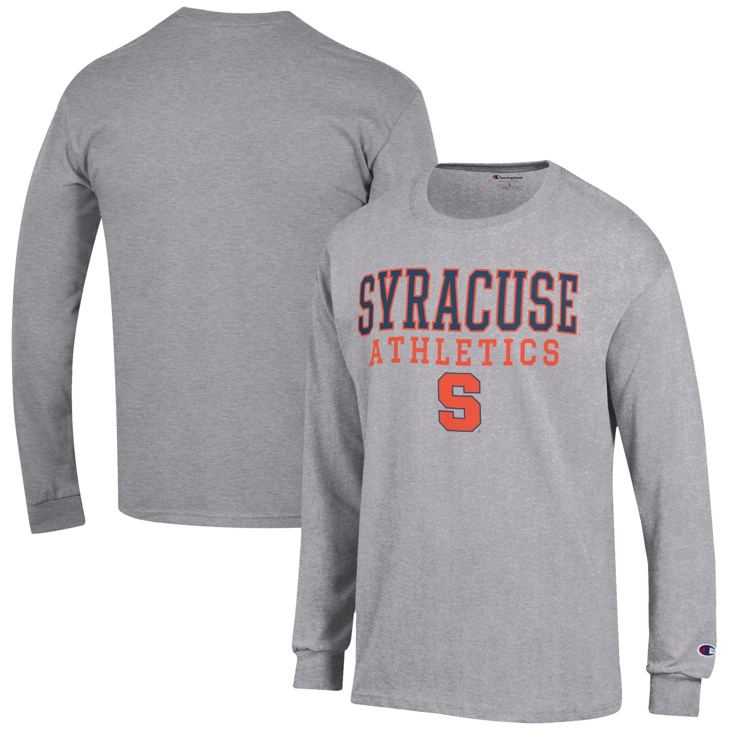 Men's Champion  Gray Syracuse Orange Athletics Logo Stack Long Sleeve T-Shirt