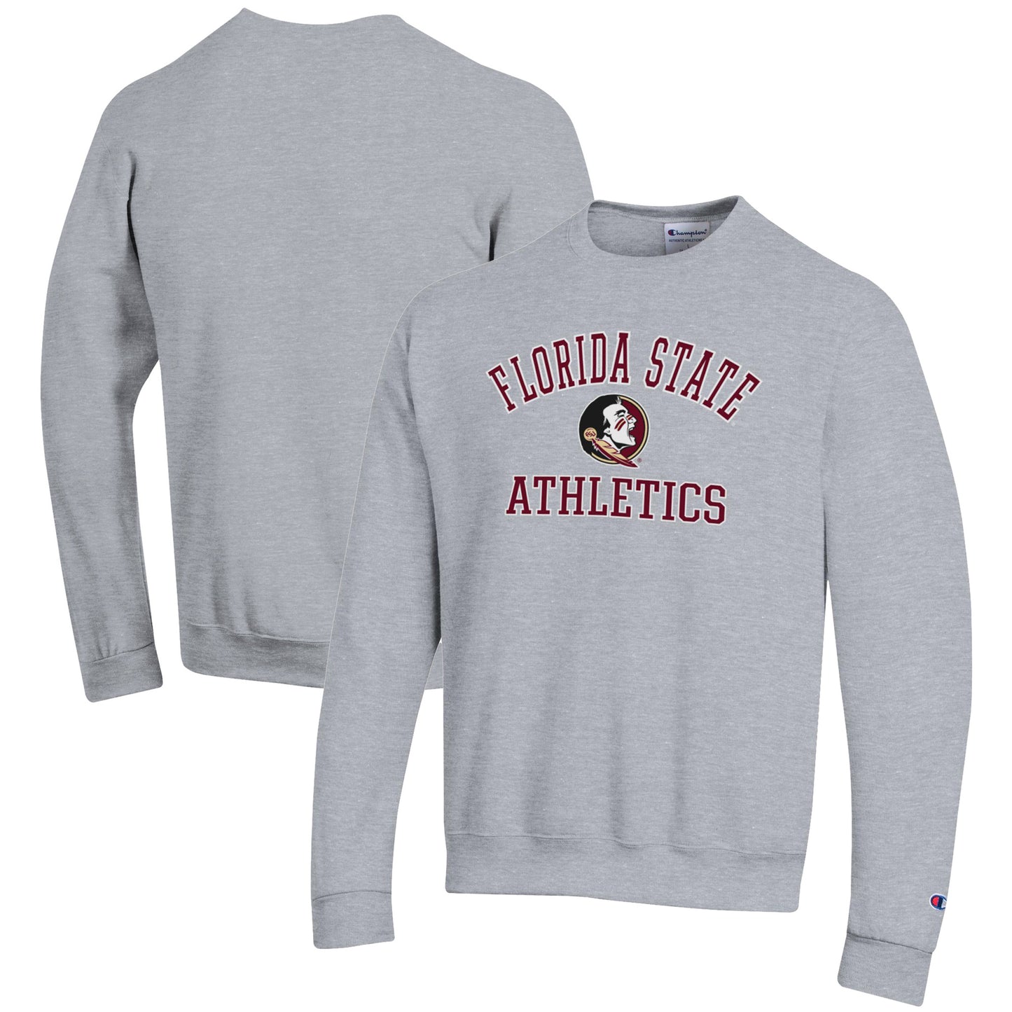 Men's Champion  Gray Florida State Seminoles Athletics Logo Pullover Sweatshirt