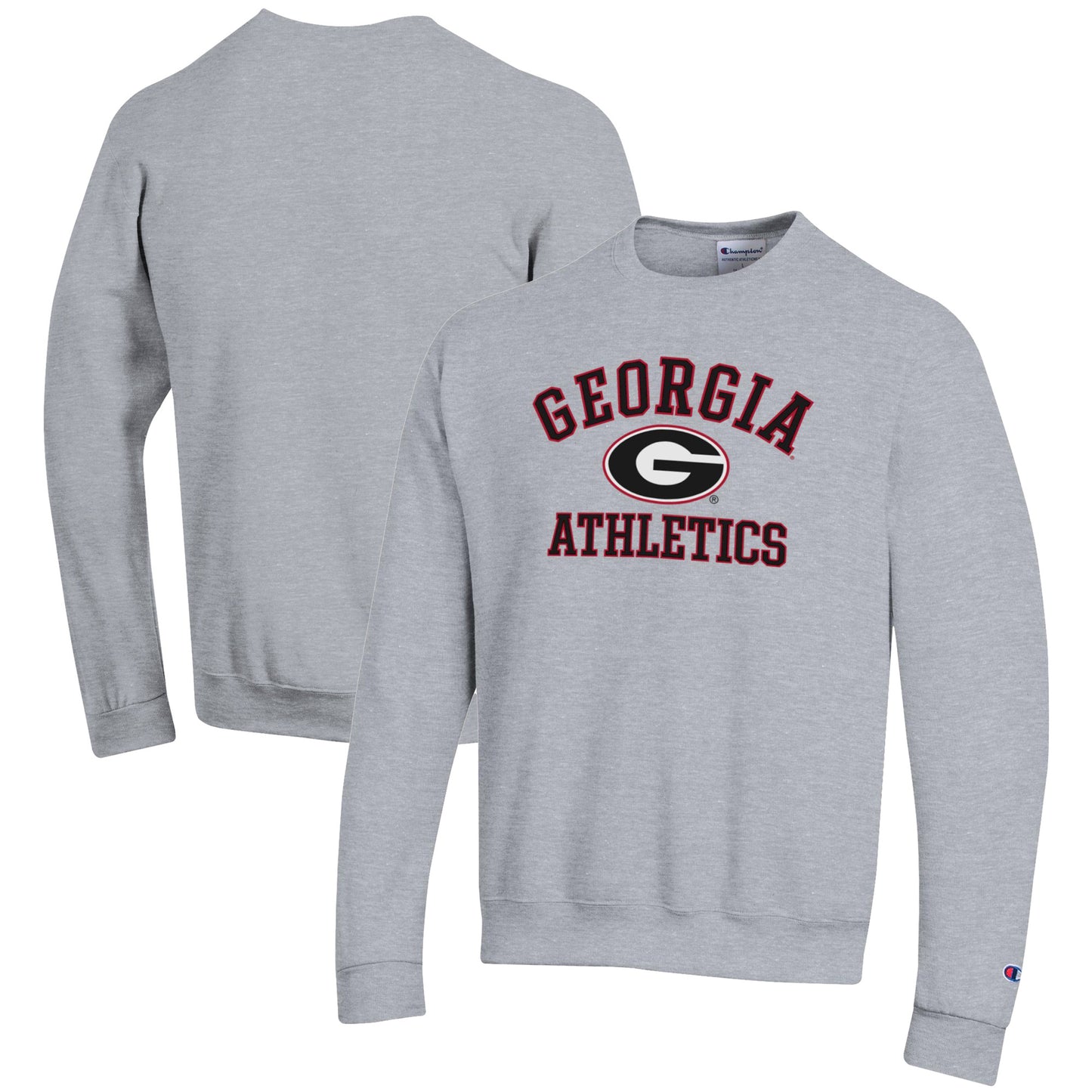 Men's Champion  Gray Georgia Bulldogs Athletics Logo Pullover Sweatshirt