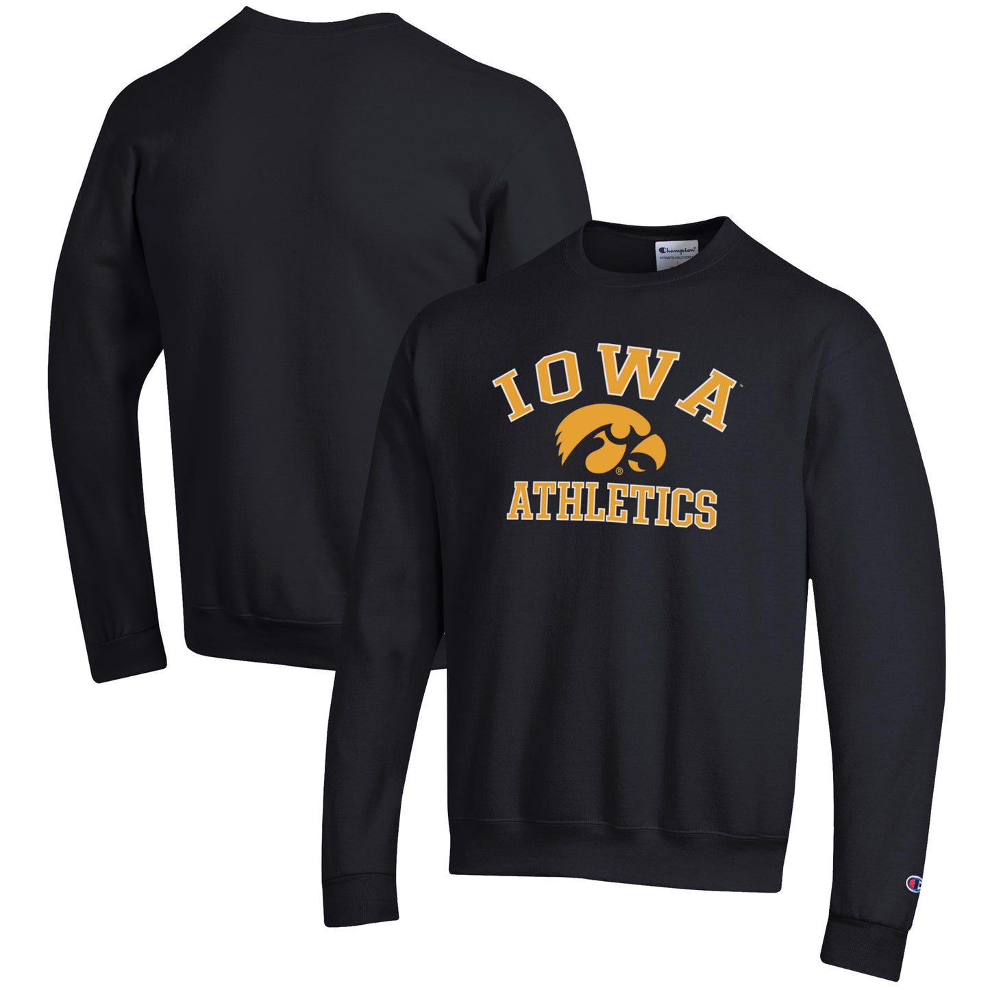 Men's Champion  Black Iowa Hawkeyes Athletics Logo Pullover Sweatshirt