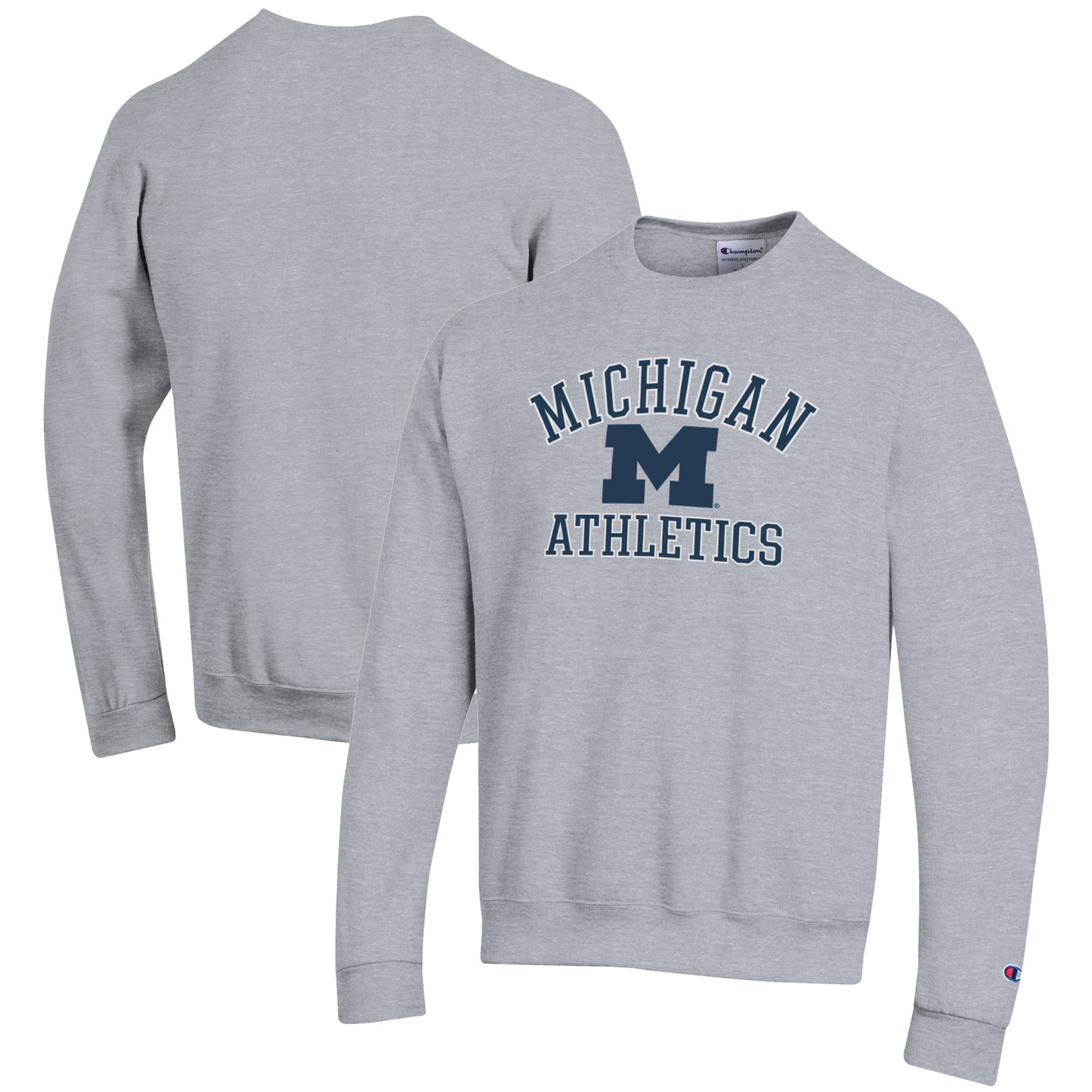 Men's Champion  Gray Michigan Wolverines Athletics Logo Pullover Sweatshirt