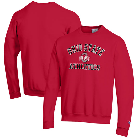 Men's Champion  Scarlet Ohio State Buckeyes Athletics Logo Pullover Sweatshirt