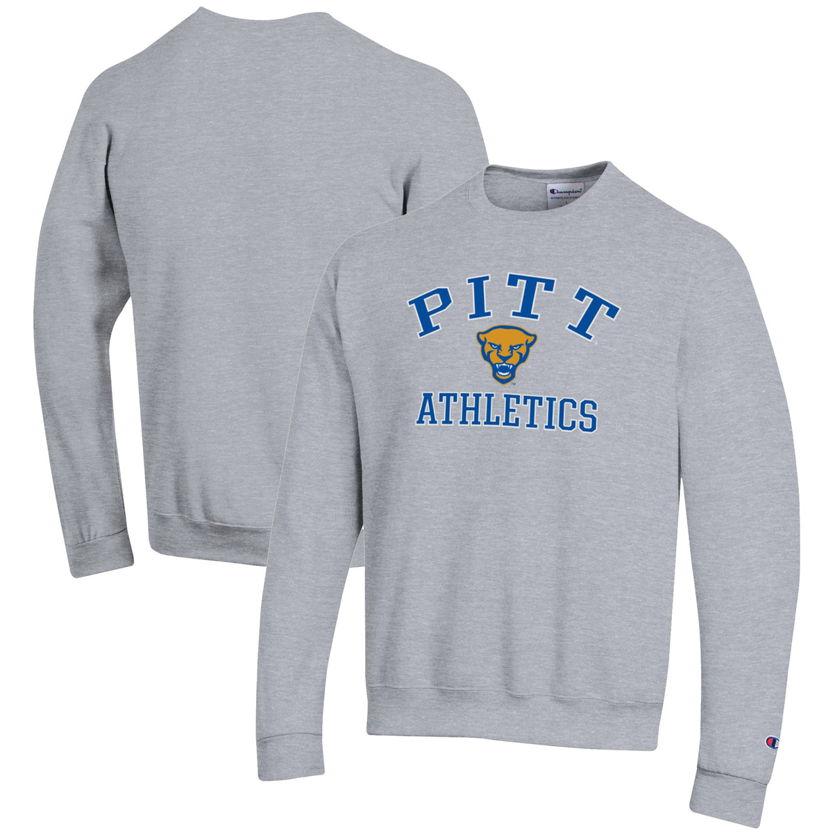 Men's Champion  Gray Pitt Panthers Athletics Logo Pullover Sweatshirt