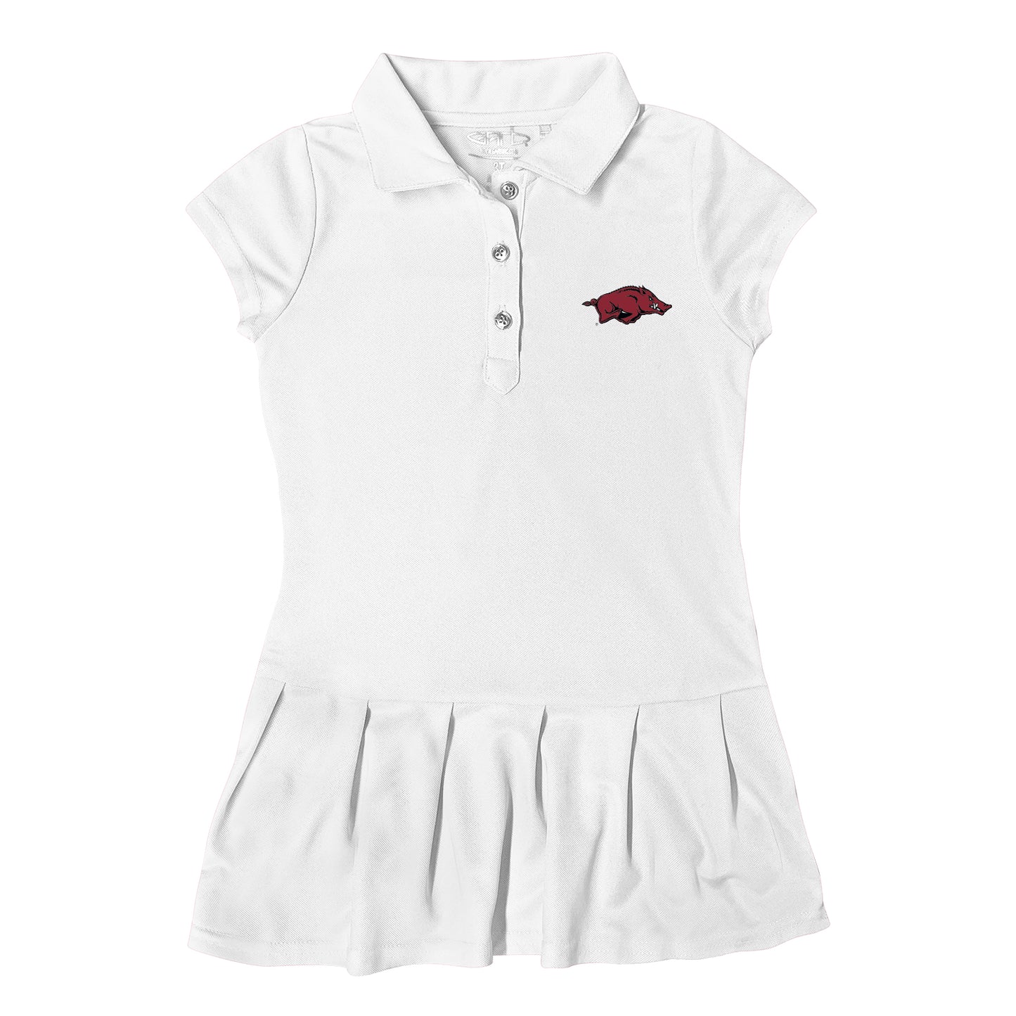 Girls Toddler Garb  White Arkansas Razorbacks Caroline Cap Sleeve Polo Dress