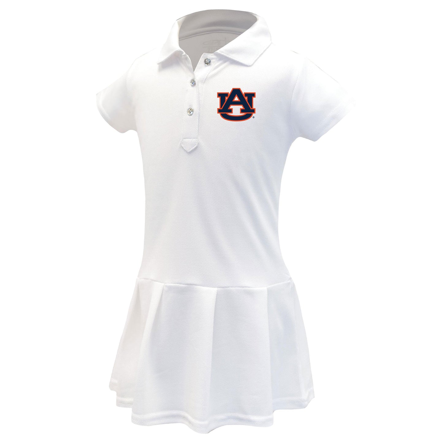 Girls Toddler Garb  White Auburn Tigers Caroline Cap Sleeve Polo Dress