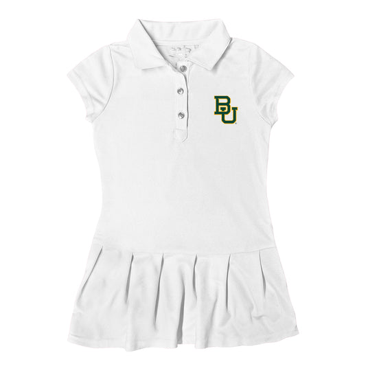 Girls Toddler Garb  White Baylor Bears Caroline Cap Sleeve Polo Dress